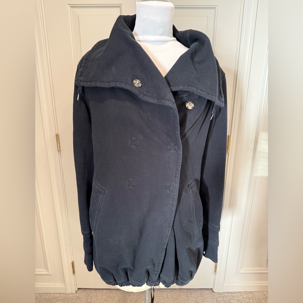 Lululemon Gratitude Wrap Sweatshirt Black Double-Breasted Jacket Size 8
